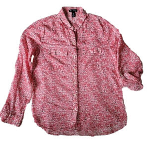 GAP Factory Pink White Floral Button-down Top XS Mint Condition